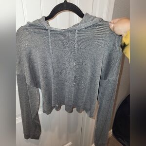 Gray hooded crop top